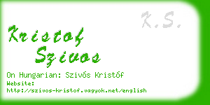 kristof szivos business card